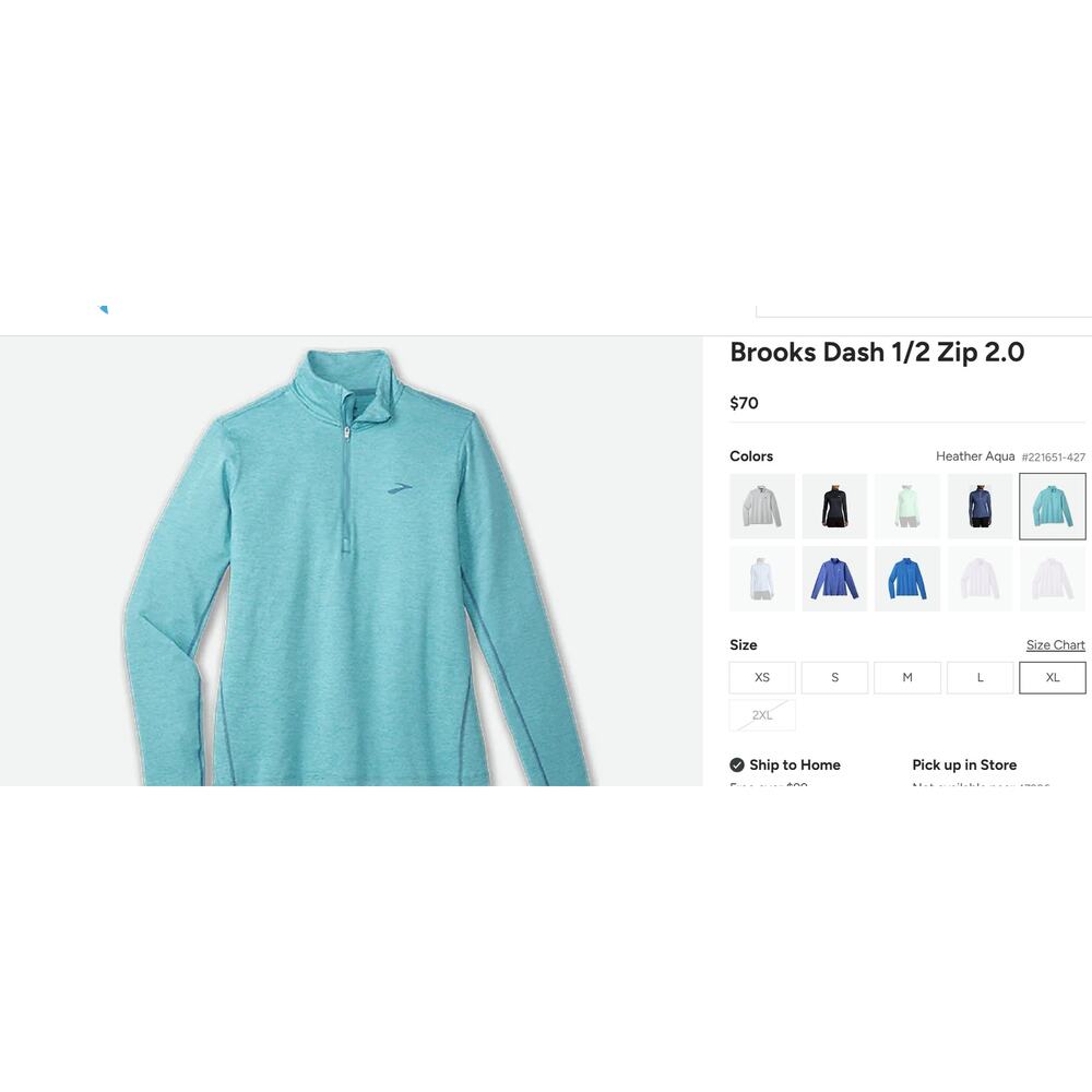 Brooks Dash 1/2 Zip 2.0 XL Womens half zip aqua blue GUC - Picture 5 of 5